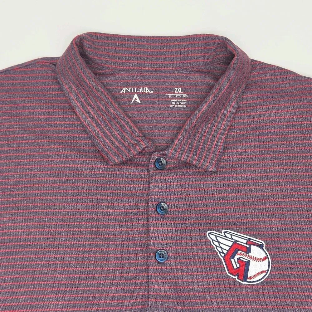 Cleveland Guardians Polo Shirt Golf Antigua MLB Baseball Red Stripe Men Sz XXL